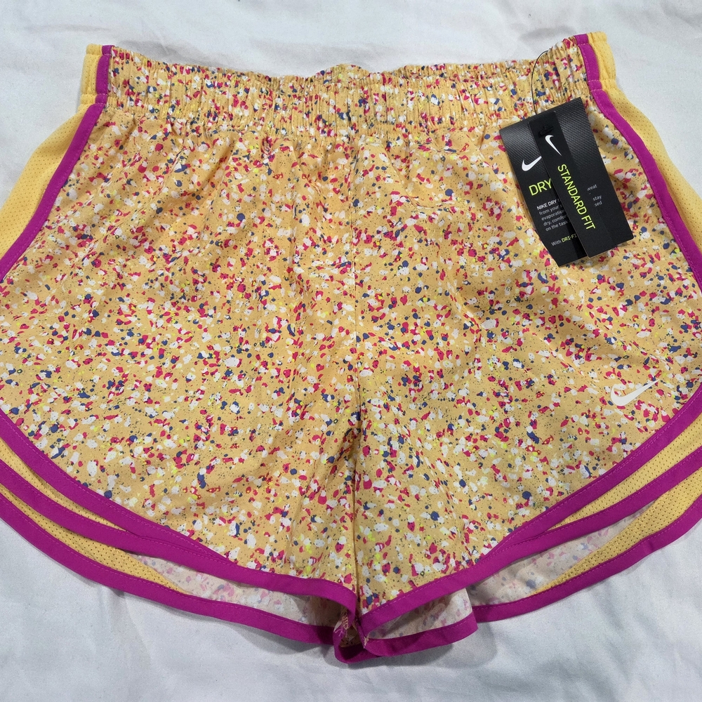 NWT Nike Women's Yellow and Pink Athletic Shorts